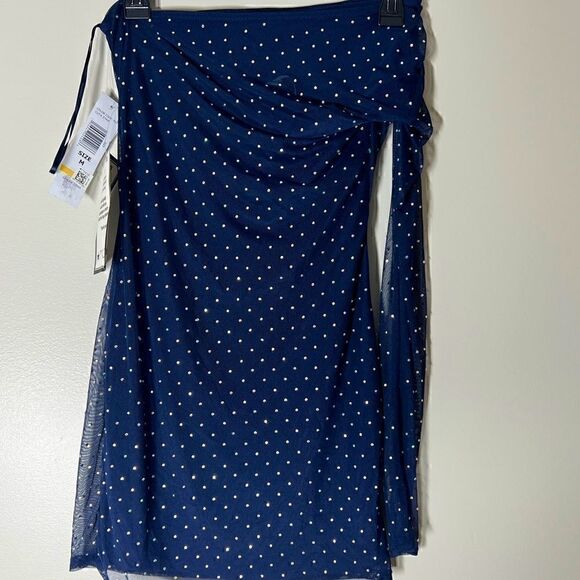 JUMP Juniors' Sheer Rhinestone Detail One-Sleeve Mini Dress bodycon M New - Picture 7 of 7